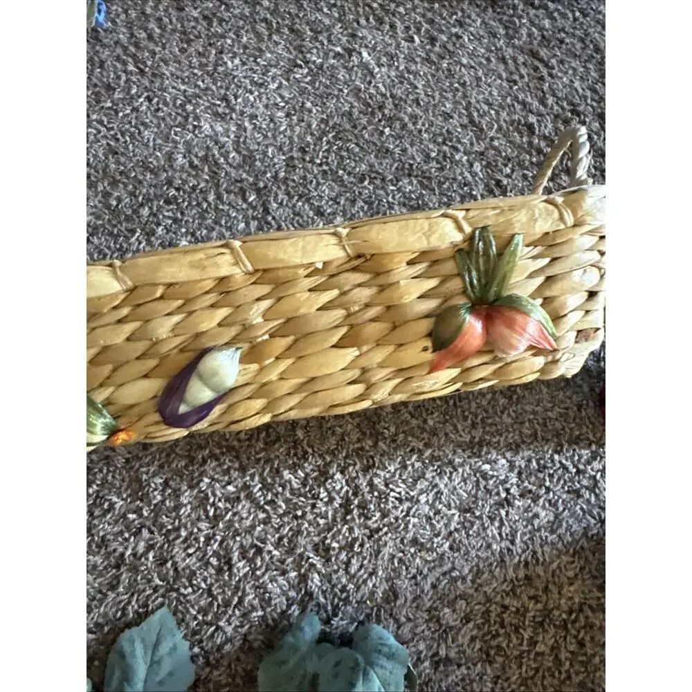 Cutting Board Wood Glass Decorative Wine With Grapes & Basket LOT